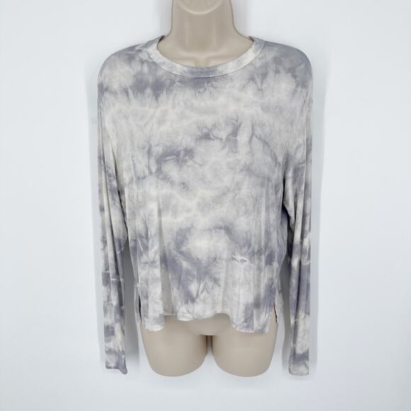 Enza Costa Women's Tie-Dye Silk Blend Long Sleeve Top NEW Size S Gray Round Neck - Picture 1 of 10